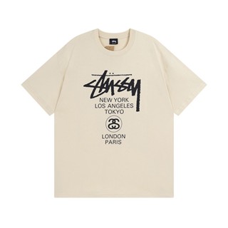 Stussy -เสื้อยืดคอกลม แขนสั้น พิมพ์ลายตัวอักษร สไตล์คลาสสิก สําหรับทุกเพศ