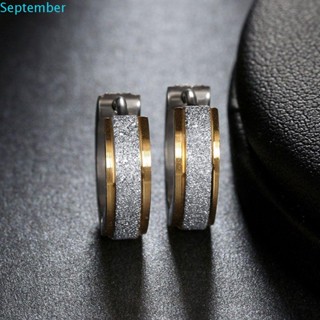 September เครื่องประดับต่างหูห่วงวงกลมสแตนเลสสีเงินสําหรับผู้ชาย