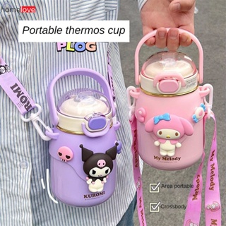 Sanrio Patch Belly Cup Cartoon Joint Water Cup With Adjustable Strap Cup Large Capacity Cute Girls Thermos Cup กระติกน้ำพกพา homelove