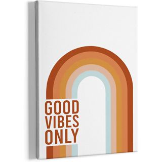 Good Vibes Only โปสเตอร์ผ้าใบ ลายคําคมแรงบันดาลใจ สีรุ้ง สไตล์โบโฮ สําหรับตกแต่งผนังบ้าน ห้องนั่งเล่น ห้องนอน สํานักงาน