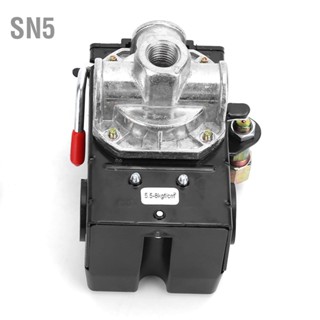 SN5 วาล์วควบคุมสวิตช์ความดันอัตโนมัติ 4 รู G1/4" 75~120psi 220V สำหรับเครื่องอัดอากาศ