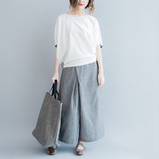 YYYเสื้อยืดสตรีลายทางสปริงกลับแขนค้างคาวหลวม