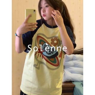 Solenne เสื้อครอป เสื้อยืดผู้หญิง ครอป baby tee สาวเรโทร 2023 NEW Style 071901