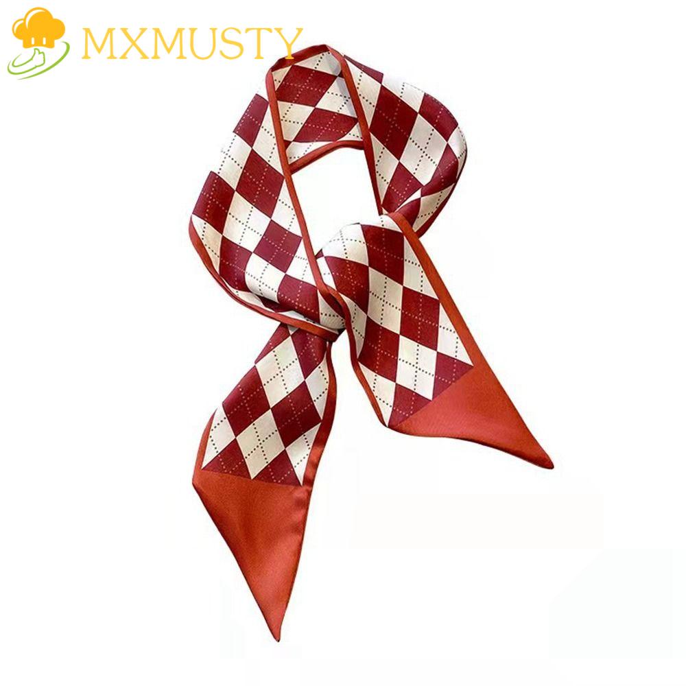 Mxmusty ผ้าพันคอ ผ้าซาติน ผ้าไหม ลายดอกไม้ สีแดง เข้ากับทุกการแต่งกาย สไตล์คลาสสิก สําหรับผู้หญิง ปีใหม่