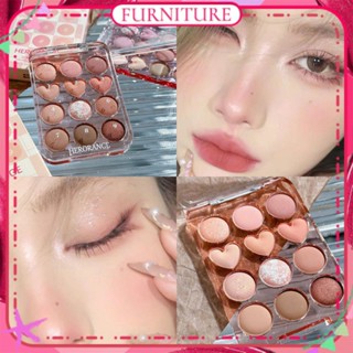 ♕ Herorange Calculate Love Eye Shadow Palette 12-color Matte Pearlescent Glitter Powder Earth Color Eyeshadow Long Lasting Student Eye Makeup FURNITURE