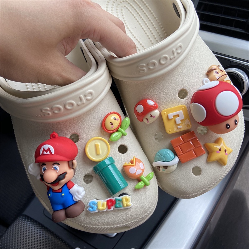 น่ารัก Mario เกม croc jibits ชุด Toy Story Jibitz Charm เห็ดดอกไม้รองเท้า Charms Pin ตกแต่ง
