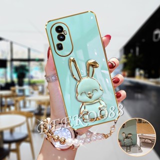 เคสโทรศัพท์มือถือแบบนิ่ม ลายการ์ตูนกระต่ายน่ารัก 3D พร้อมที่ตั้งวาง และสายคล้องมือ สําหรับ OPPO Reno10 Pro+ Pro Plus A78 4G 5G Reno 10 10Pro Reno10Pro+ OPPOA78