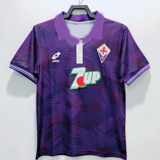 เสื้อกีฬาแขนสั้น ลายทีมชาติฟุตบอล Fiorentina 92-93 ชุดเหย้า สไตล์เรโทร