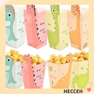 Hecceh กล่องป๊อปคอร์น ไดโนเสาร์ DIY สําหรับเด็ก ปาร์ตี้ ป่า บรรจุภัณฑ์อาหาร