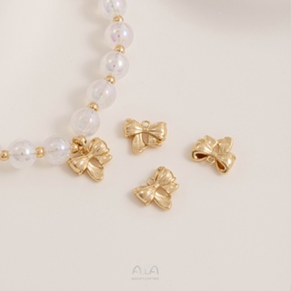 จี้สร้อยคอ สร้อยข้อมือ ทอง 14K ประดับโบว์ สามมิติ แฮนด์เมด diy