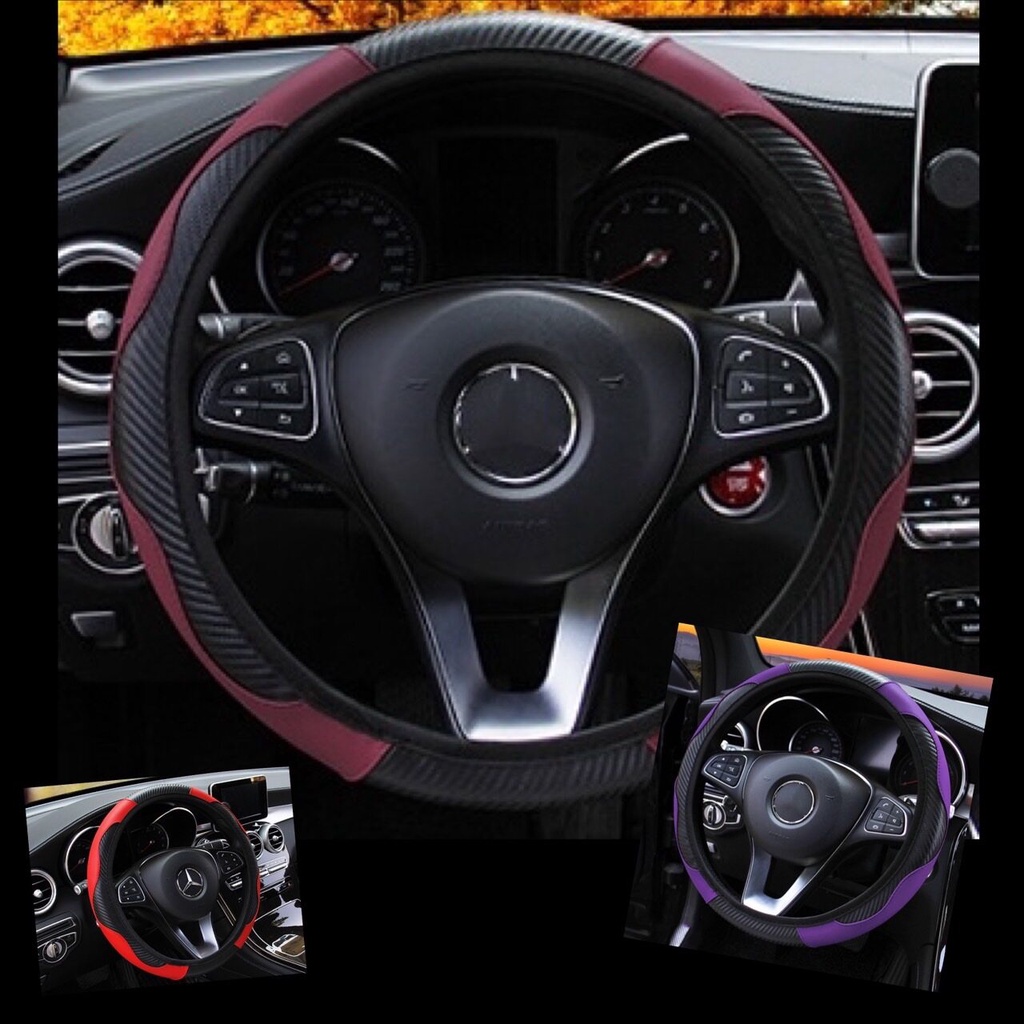 🌈 ปลอกหุ้มพวงมาลัย เคฟล่า หนัง PU ปลอกพวงมาลัย ที่หุ้มพวงมาลัย ขนาดมาตรฐาน หรูหรา ทรงสปอร์ต 🌈 - รูปที่ 6