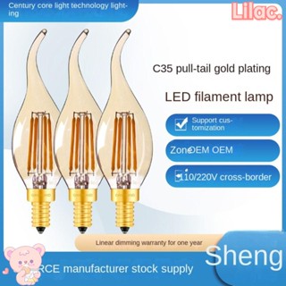 Lilac หลอดไฟ LED 4W สีเหลืองอบอุ่น หลอดไฟคริสตัล ไส้ร้อน E14 2700K หลอดไฟเทียนตกแต่งบ้าน