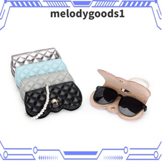 MELODYGOODS1 กระเป๋าใส่แว่นตา หนังวัวแท้ น้ําหนักเบา แต่งสายโซ่ ประดับไข่มุก แบบพกพา สําหรับผู้หญิง