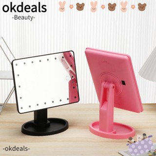 OKDEALS กระจกแต่งหน้า แบบหมุนได้ มีไฟ LED สําหรับเดินทาง