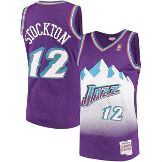 เสื้อกีฬาแขนสั้น ลายทีม John Stockton Mitchell and Ness