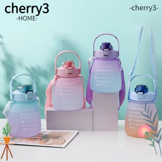 Cherry3 ขวดน้ําดื่มพลาสติก ขนาดใหญ่ 1.3 ลิตร แบบพกพา พร้อมหลอดดูด สําหรับนักเรียน