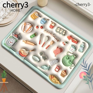 Cherry3 แผ่นรองจาน ชาม เส้นใยโพลีเอสเตอร์ กันความร้อน กันลื่น กันความร้อน สําหรับห้องน้ํา