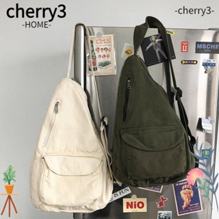 Cherry3 กระเป๋าคาดอก กระเป๋าสะพายไหล่ ผ้าแคนวาส สีพื้น คุณภาพสูง สําหรับผู้ชาย และผู้หญิง เหมาะกับการพกพาเดินทาง