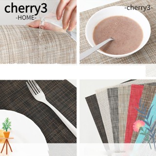 Cherry3 แผ่นรองจาน หนัง PU ไวนิล หนังเทียม กันความร้อน กันเปื้อน 6 ชิ้น