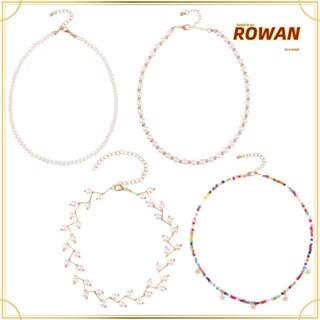 ROWANS สร้อยคอโชคเกอร์ ประดับลูกปัดไข่มุก สไตล์วินเทจ