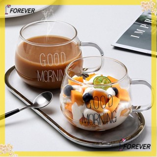 แก้วมัค ลายตัวอักษร Good Morning สีโปร่งใส สําหรับใส่อาหารเช้า
