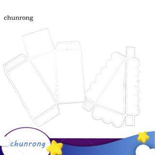 Chunrong แผ่นแม่แบบโลหะ ตัดลายกล่องขนม ทรงสามเหลี่ยม DIY สําหรับตกแต่งสมุด กระดาษ งานฝีมือ