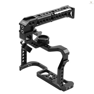 Fw Andoer Aluminum Alloy Camera Cage + Top Handle Kit Replacement for  EOS R5 R6 DSLR camera with 1/4 Inch Screw Holes Dual Cold Shoe Mounts Camera Video Rig