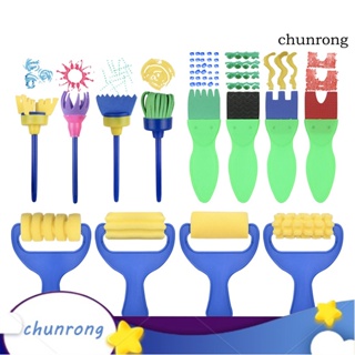 Chunrong แปรงลูกกลิ้งฟองน้ํา DIY 12 ชิ้น สําหรับโรงเรียนอนุบาล