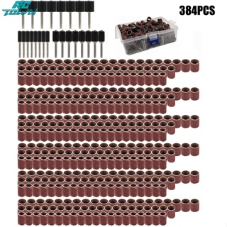 Rctown ชุดดรัมกระดาษทรายขัดเล็บ 384 ชิ้น รวมปลอกกระดาษทรายขัดเล็บ 360 ชิ้น และ 24 ชิ้น สําหรับเครื่องมือโรตารี่ Dremel