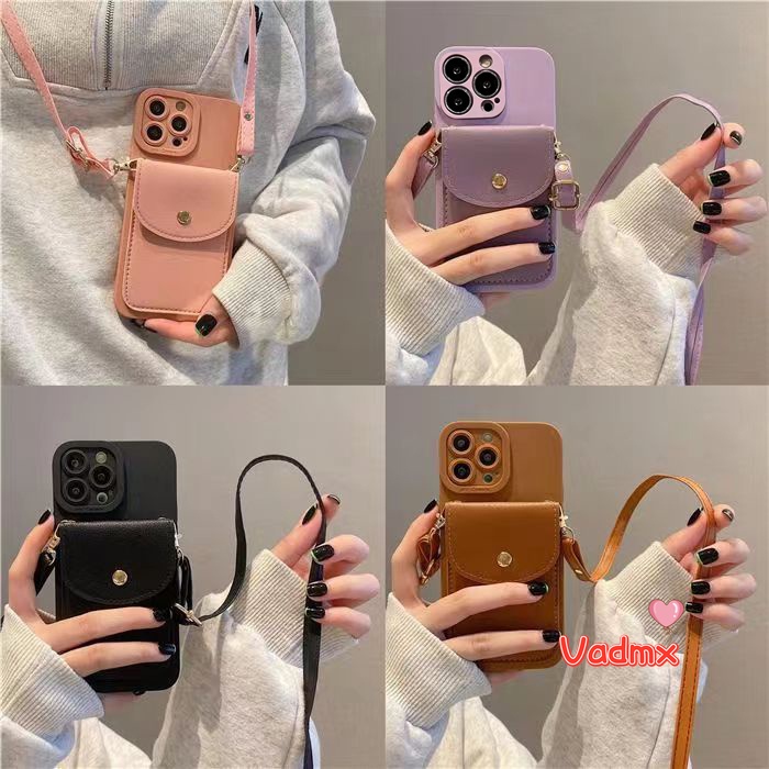 เคสโทรศัพท์มือถือ ซิลิโคนนิ่ม พร้อมช่องใส่บัตร และสายคล้องยาว สําหรับ Samsung Galaxy A13 5G A04S A23 5G 4G A13 4G A33 5G A73 5G A53 5G M52