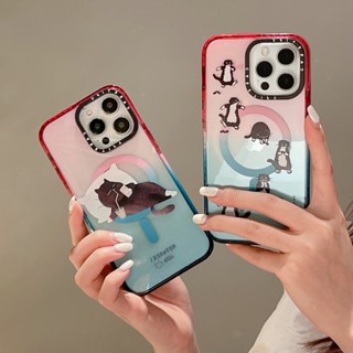 Casetify เคสโทรศัพท์มือถือแบบแข็ง ใส แต่งกลิตเตอร์ไล่โทนสี ลายแมวดํา สําหรับ iPhone 14 13 12 Pro Max