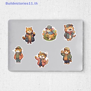 Buildvictories11 สติกเกอร์ ลายการ์ตูนกราฟฟิตี้แมว สีส้ม สําหรับติดตกแต่งสมุดไดอารี่ โน้ตบุ๊ก แล็ปท็อป 50 ชิ้น