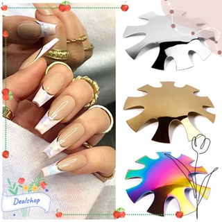 Dealshop ชุดเครื่องมือตัดเล็บอะคริลิค รูปตัว V หน้ายิ้ม สไตล์ฝรั่งเศส สีชมพู สีขาว สีเงิน สีทอง หลากสี