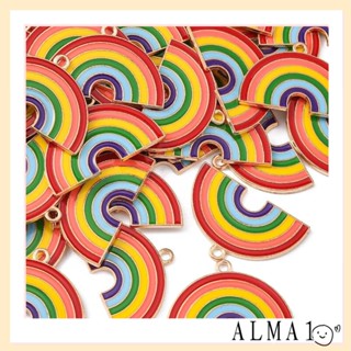 Alma จี้ เคลือบทอง ทําเครื่องประดับ สร้อยคอ สร้อยข้อมือ จี้สายรุ้ง เมฆ สร้อยคอ สําหรับผู้หญิง
