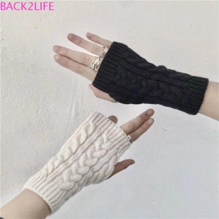 Back2life ถุงมือถัก อบอุ่น นุ่ม เรียบง่าย บวกกํามะหยี่ สีพื้น ผู้ชาย ถุงมือขับรถ ฤดูใบไม้ร่วงและฤดูหนาว ถุงมือครึ่งนิ้ว