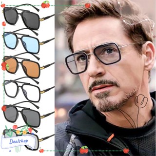 Dealshop Tony Stark แว่นตากันแดด กรอบโลหะ หรูหรา แว่นตาสไปเดอร์แมน แว่นตากันแดด