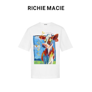 เสื้อยืดแขนสั้น พิมพ์ลายกราฟฟิติ Richie Macie Niu Niu แฟชั่นฤดูร้อน สําหรับคู่รัก