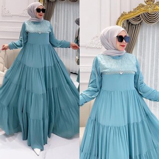 - Eliana Dress Maxy Gamis Muslim Polos Basic Matt Babydoll Modern Party Dress