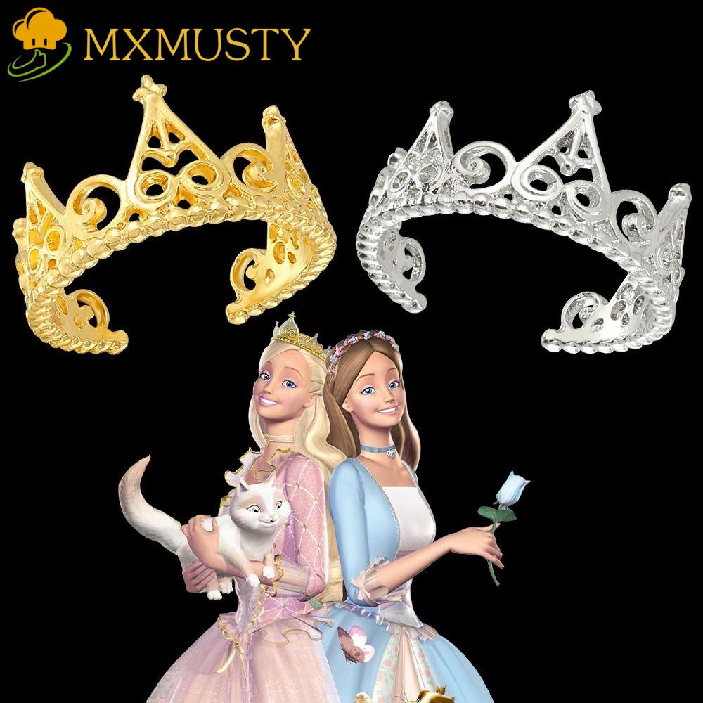 Mxmusty แหวนอัลลอย รูปมงกุฎเจ้าหญิงบาร์บี้ ปรับได้ อุปกรณ์เสริม สําหรับตุ๊กตาบาร์บี้