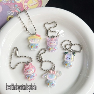 SANRIO พวงกุญแจเลเซอร์ใส จี้การ์ตูนอนิเมะ Hello Kitty Cinnamon Dog Kuromi Melody Pacha น่ารัก สําหรับห้อยกระเป๋า