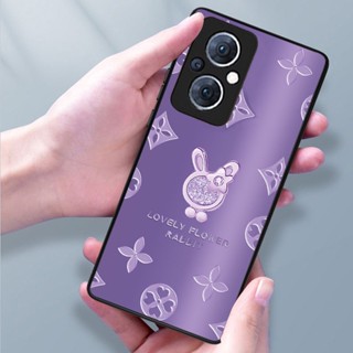 เคส OPPO A78 4G เคส OPPO A98 5G เคส เคสโทรศัพท์มือถือแบบแก้ว กันกระแทก ลายกระต่าย หรูหรา สําหรับ