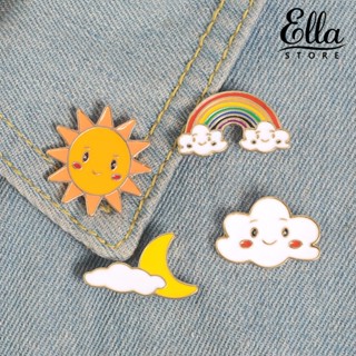 Ellastore123 เข็มกลัด รูปดวงอาทิตย์ ดวงจันทร์ เมฆ สายรุ้ง เครื่องประดับ สําหรับติดปกเสื้อ