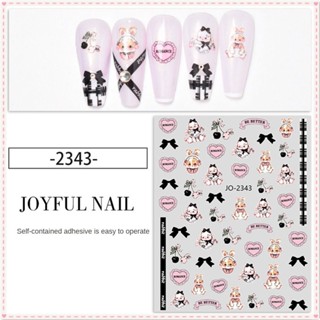 ชุดสติ๊กเกอร์กระต่ายติดเล็บ Sunset Lovely Princess Series Heart Bow Back Adhesive Sticker Sweet Pink Purple Nail Decoration Manicure Tool For Nail Shop JOYFEEL