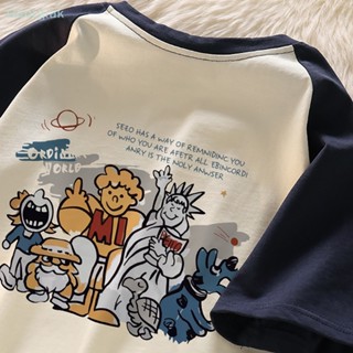 【Geor】เสื้อยืดลําลอง แขนสั้น คอกลม พิมพ์ลายการ์ตูน ทรงหลวม แฟชั่นฤดูร้อน สําหรับสตรี GG