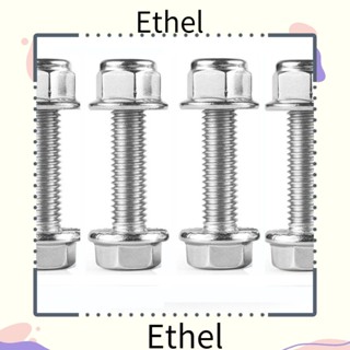 Ethel1 สกรูหน้าแปลน หน้าแปลน สเตนเลส 304 M10X1.5-35 มม. M10X35 มม. สีเงิน สําหรับท่อไอเสีย เครื่องใช้สํานักงาน 4 ชิ้น