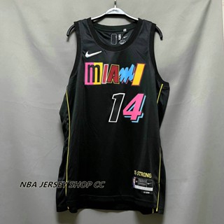 【คุณภาพสูง】ใหม่ ของแท้ NBA Miami Heat City Edition สีดํา สําหรับผู้ชาย 2021-22 #14 เสื้อกีฬาแขนสั้น ลายทีม Tyler Herro Jersey Swingman