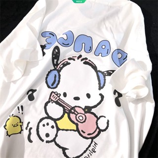 เสื้อยืดแขนสั้นลําลอง ทรงหลวม พิมพ์ลายการ์ตูน Pachacco สไตล์ญี่ปุ่น และอเมริกัน แฟชั่นฤดูร้อน สําหรับผู้หญิง และนักเรียน 2023