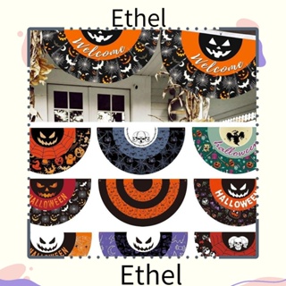 Ethel1 ธงแบนเนอร์โพลีเอสเตอร์ รูปพัด สําหรับแขวนตกแต่งปาร์ตี้ฮาโลวีน ในร่ม กลางแจ้ง