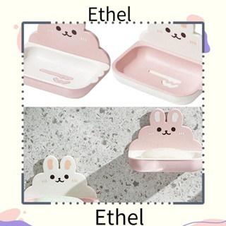 Ethel1 กล่องสบู่ PP ระบายน้ําได้เอง ที่วางจานสบู่ คุณภาพสูง ไม่ต้องเจาะผนัง การ์ตูนกระต่าย ที่เก็บสบู่ จัดระเบียบห้องครัว