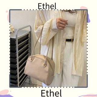 Ethel1 กระเป๋าใต้วงแขน PU คุณภาพสูง เย็บ กระเป๋าสะพายข้าง สีพื้น พร้อมซิป กระเป๋าถือผู้หญิง